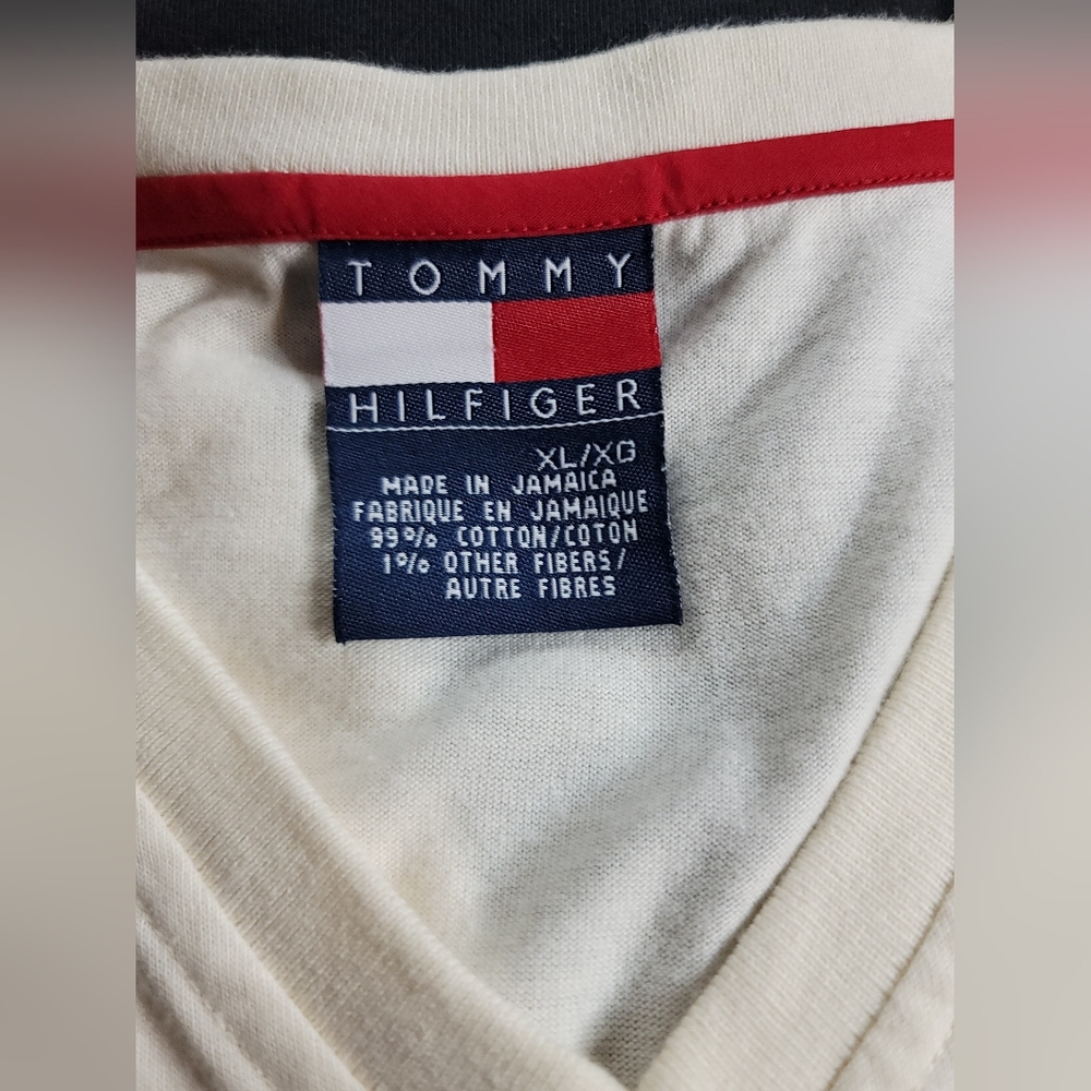 Vintage 90s Tommy Hilfiger Crest Logo Long Sleeve V-Neck. Men's Shirt - Size XL - Picture 6 of 6